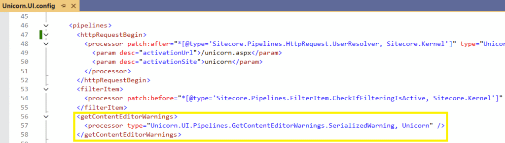 Unicorn's Unicorn.UI.config configuration file, found in App_Config\Include\Unicorn.